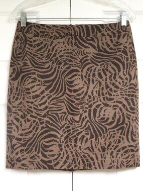 Banana Republic 2 Cotton Pencil Skirt Brown Swirl Print